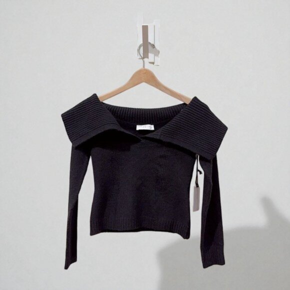 NWT ASTR Zella Wide Collar Off Shoulder Wool Blend Sweater One Size - Picture 5 of 6